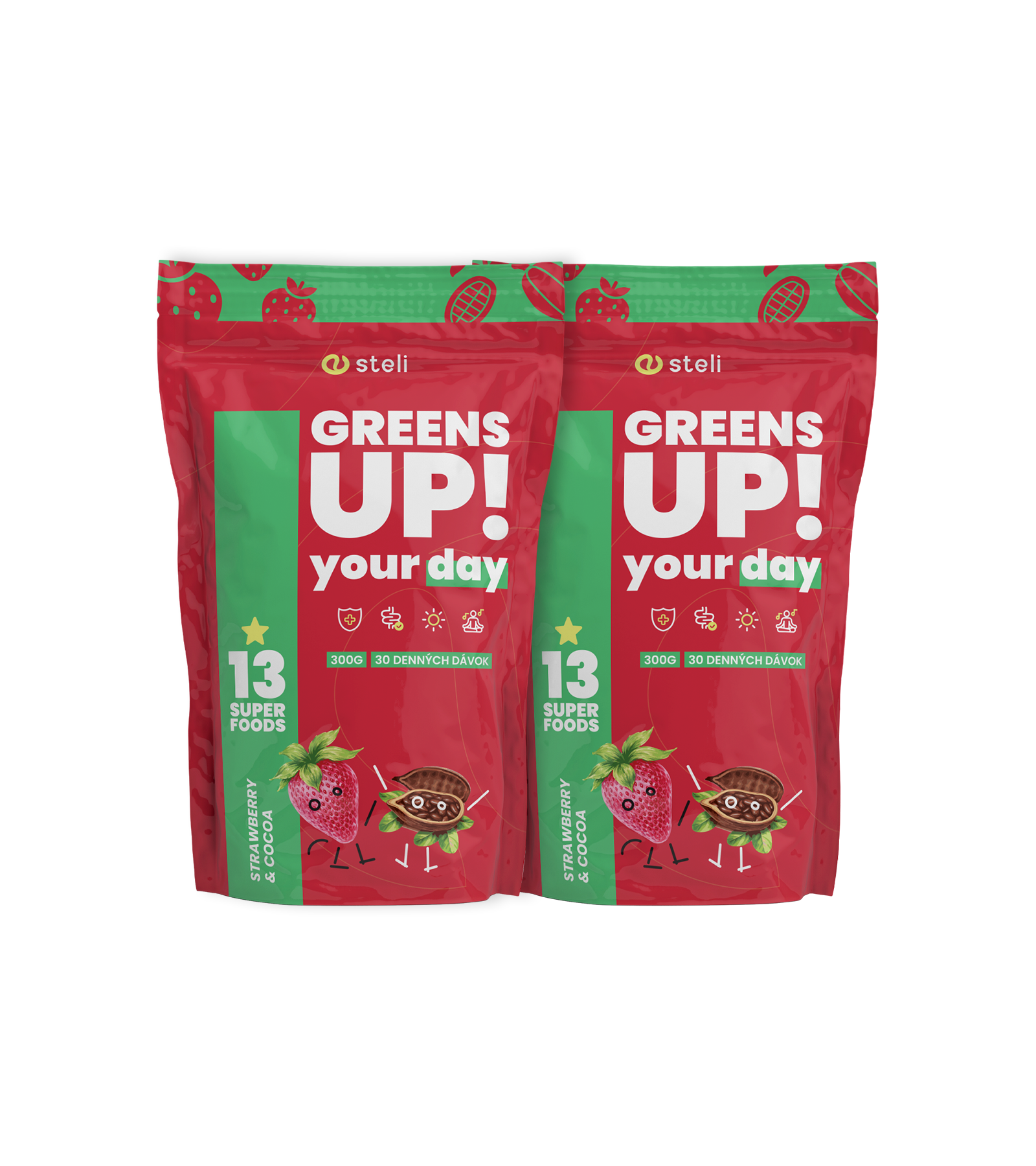 2x GREENS UP! Strawberry & Cocoa